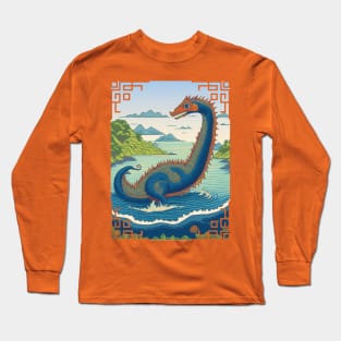 Loch Ness Monster Illustration Long Sleeve T-Shirt
